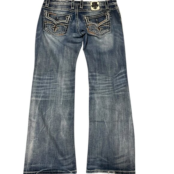 Rock Revival Cepheus Relaxed Straight Jeans  Thick Stitch Embroidered Men’s 40 - Picture 7 of 9